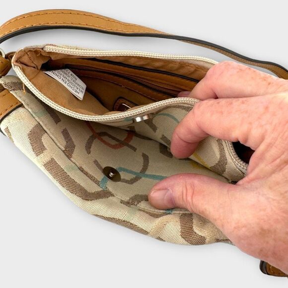 Fratelli Rossetti Crossbody Bag Adjustable Strap Cream and Brown - Picture 12 of 15